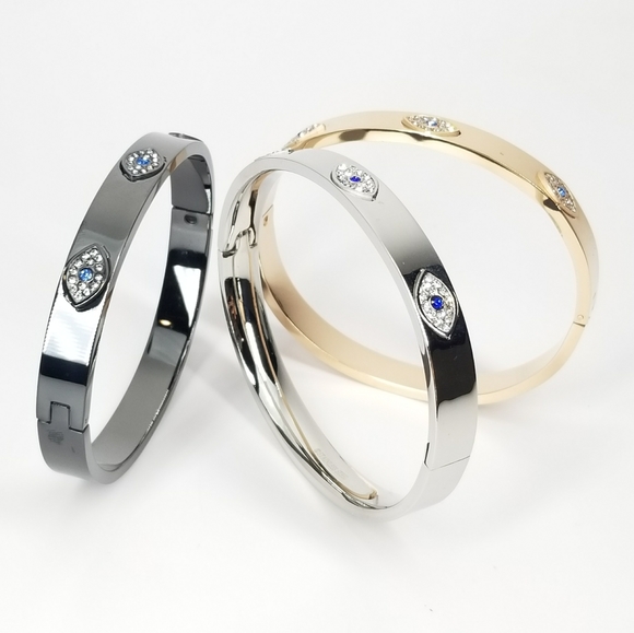 NWT Trendy Evil Eye Stainless Steel Cuff Bracelet - Picture 5 of 11